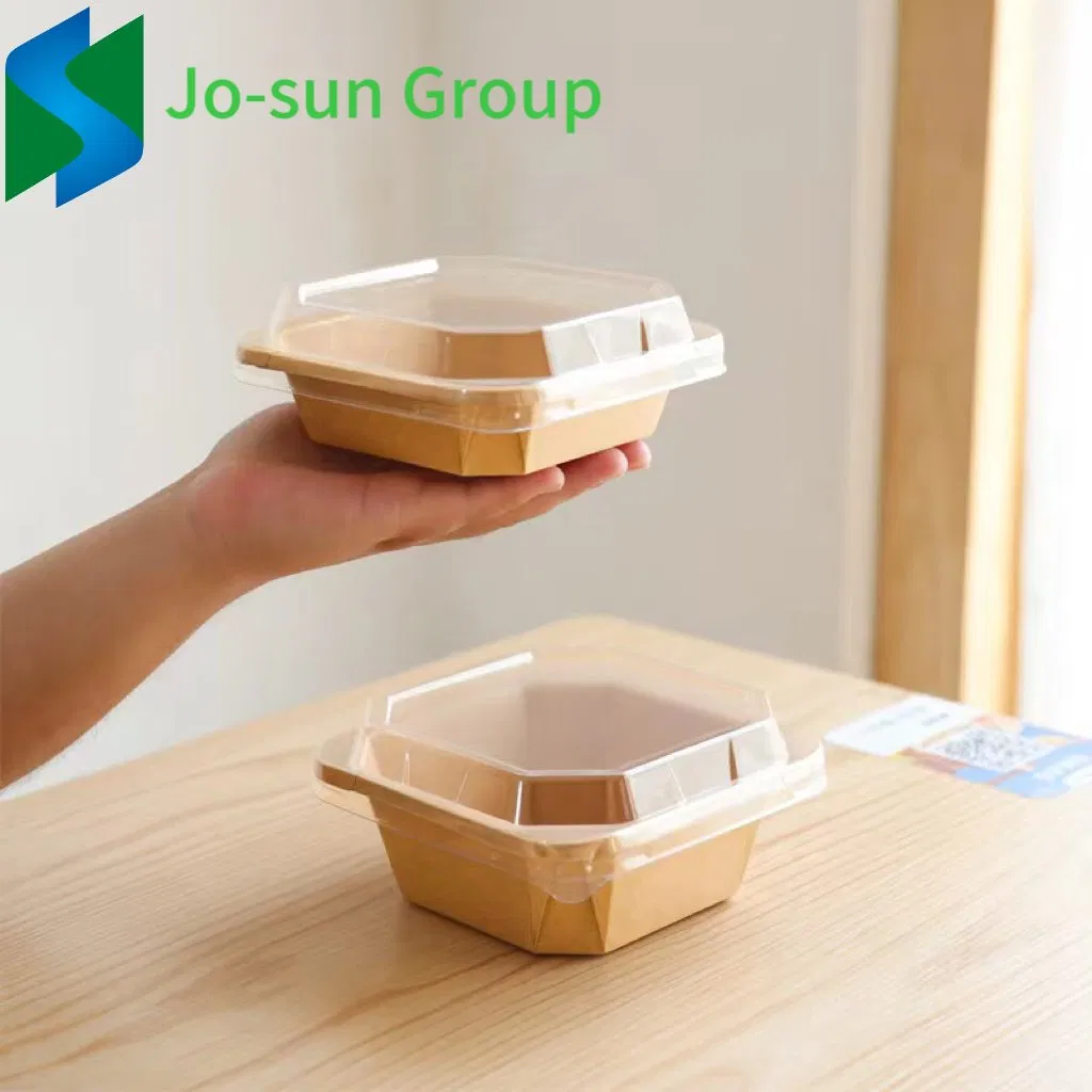 Disposable Waterproof and Oil-Proof Kraft Paper Fruit Salad Star Anise Bowl with Lid