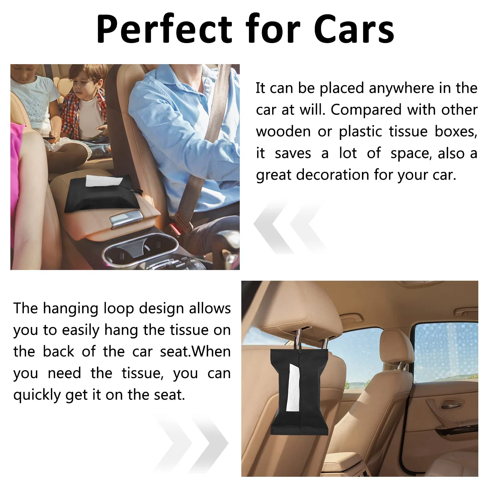 Reusable Tissue Holder Travel Cover Napkin Holder Storage Rectangle Hanging Tissue Box