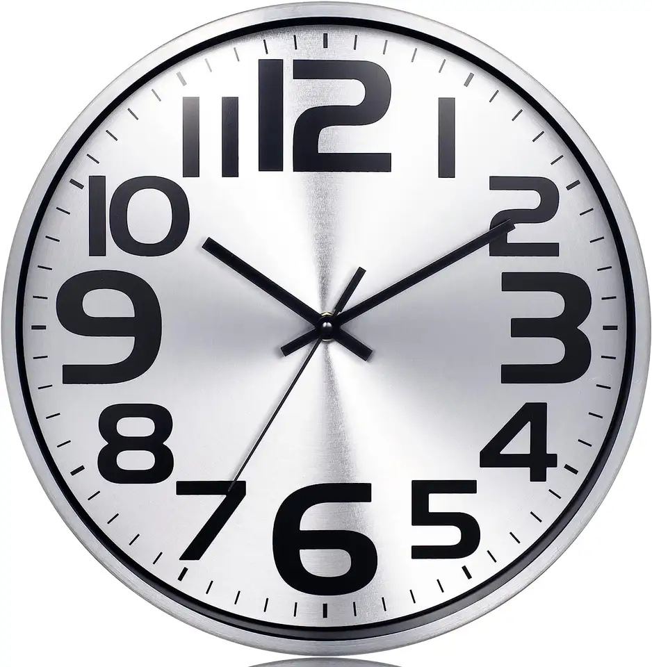 OEM The Best-Selling Metal Round Aluminum Wall Clock for Living Custom Silent Silver Clock