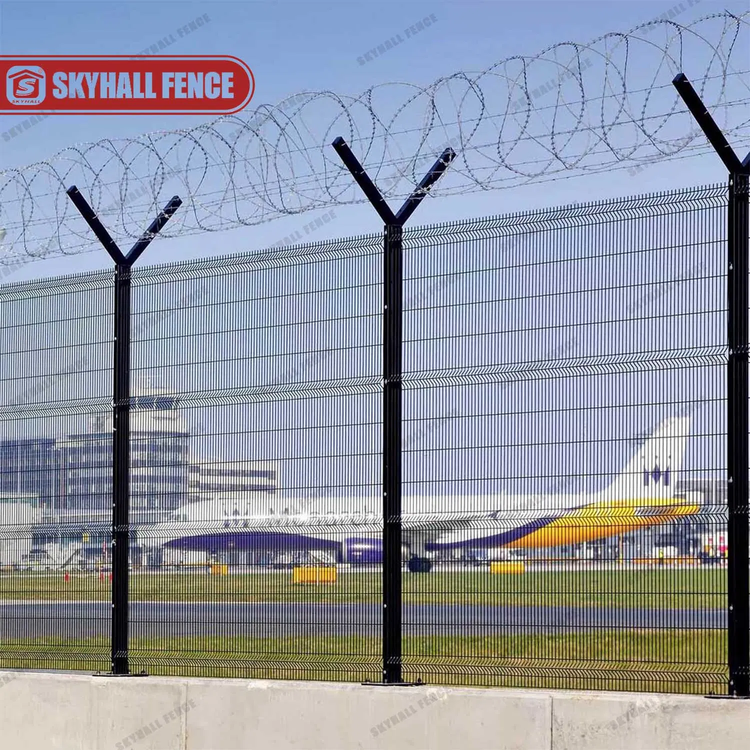 1800-3000mm Height V Bending Fence Panel Welded Metal Airport Fence