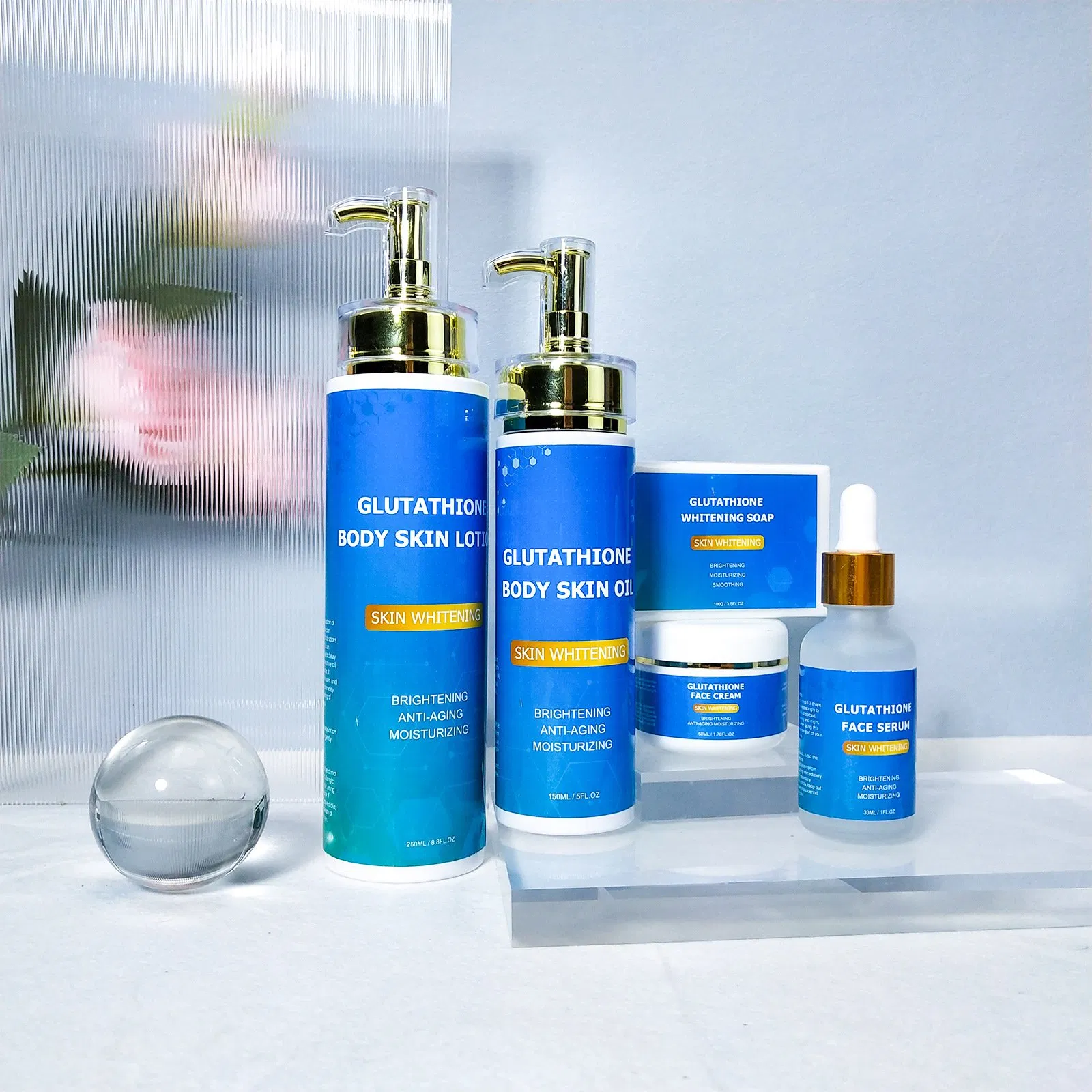 Dark Spot Remover Brightening Glutathione Organic Whitening Soap Body Oil Lotion Cream Skin Care Set