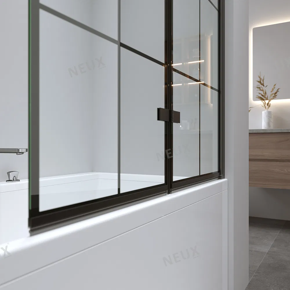 Factory Direct Customized Tempered Glass Pivot Bath Screen with Hinges
