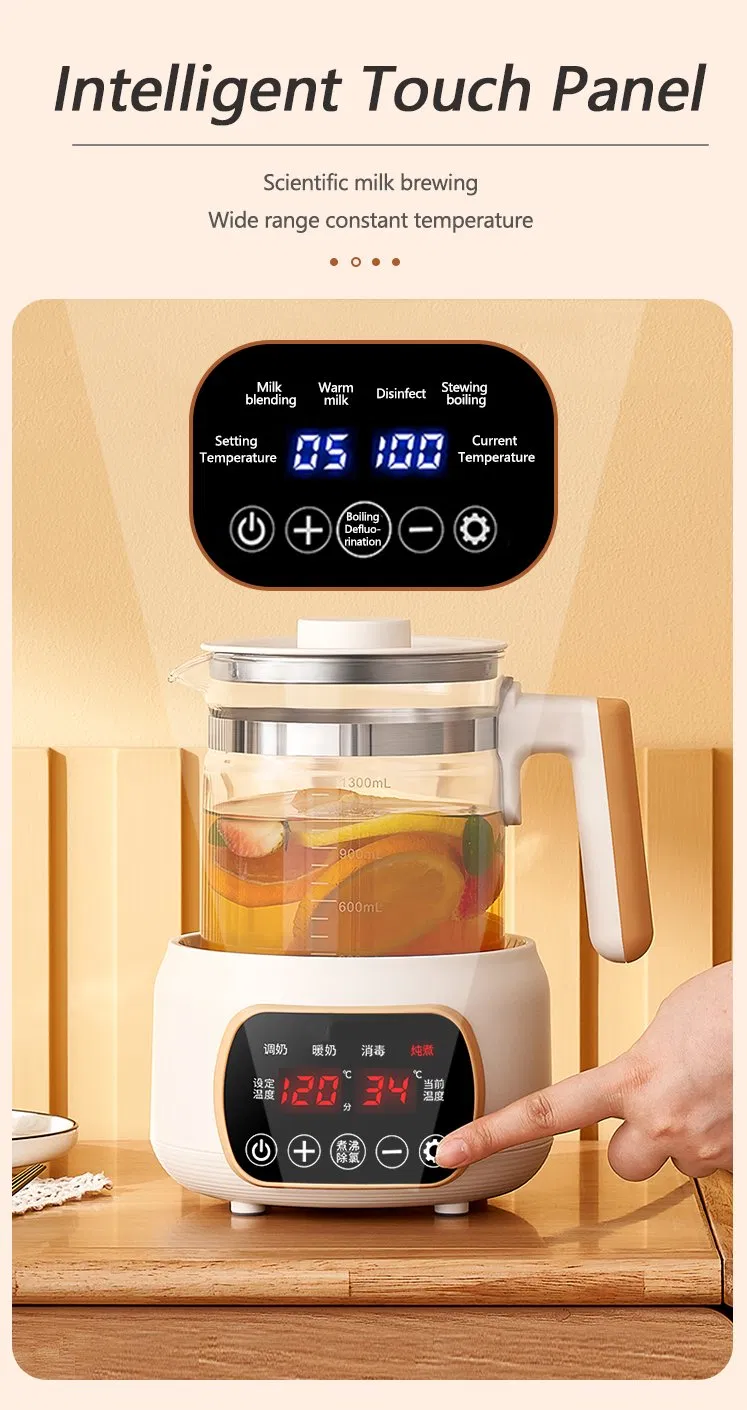 1.3L Precise Temperature Control Household Milk Warm Disinfection Smart Glass Electric Kettle for Baby Milk Modulator