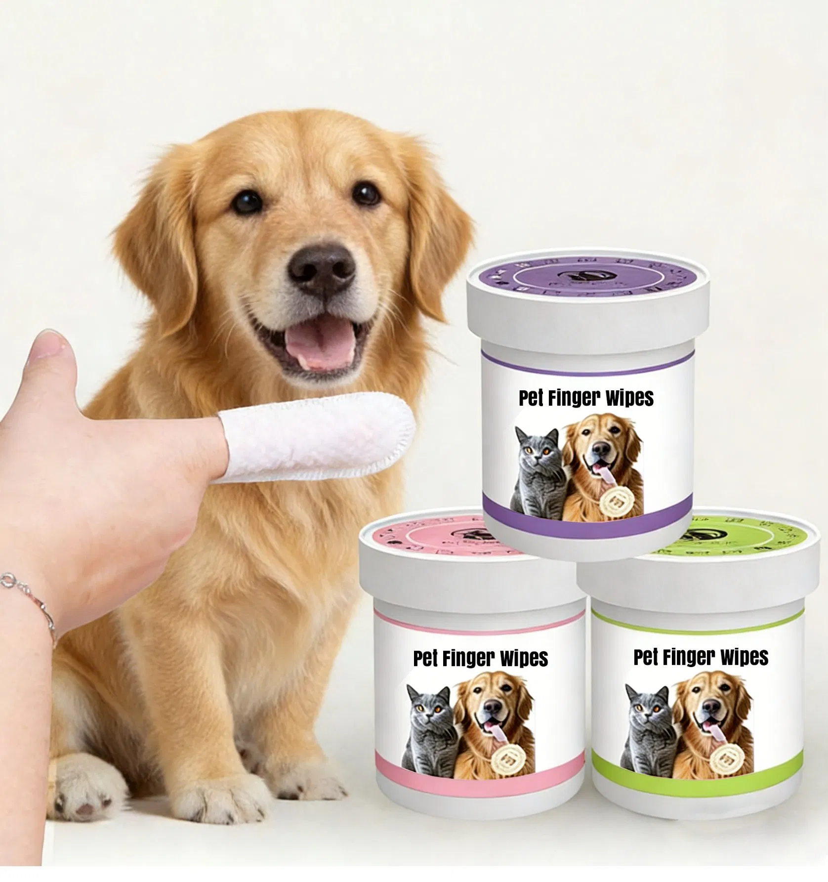 50PCS Pet Finger Wipes Dog & Cat Dental Cleaning Wipes Pet Ear Cleaning Wipes Pet Grooming Wipes OEM