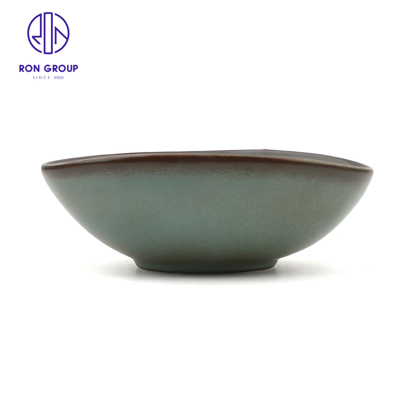 Commercial Ceramic Porcelain Tableware 5/6.5 Inch Irregular Salad Dessert Food Service Bowl for Restaurant Hotel Dinnerware