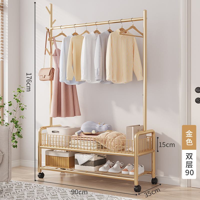 Wholesale Coat Metal Frame Clothes Display Rack Hanger Stand Clothing Garment Rack with Hooks Wheels