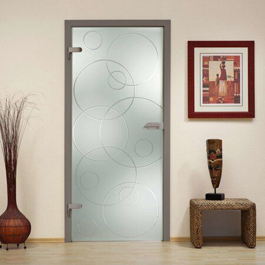 Modern Interior Golden Aluminium Frame Toilet Glass Door Swing Bathroom Door /Bathroom Door with Frosted Glass