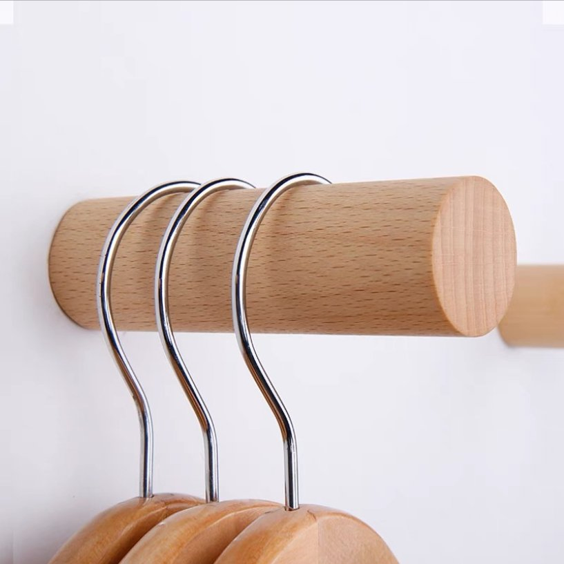 Round Wooden Clothes Coat Hanger Hook