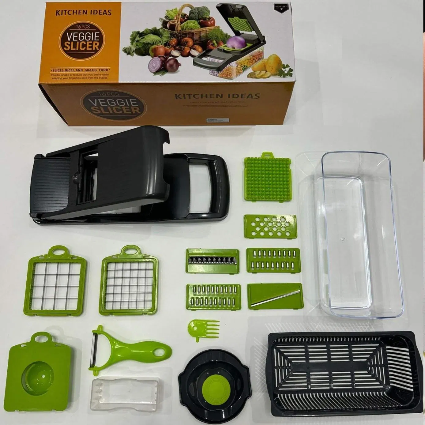 Multifunctional Kitchen Vegetable Cutter 16PCS Vegetable Chopper with Storage Container