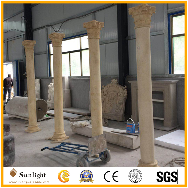 High Polished Solid Egypt Sunny Beige Marble Columns