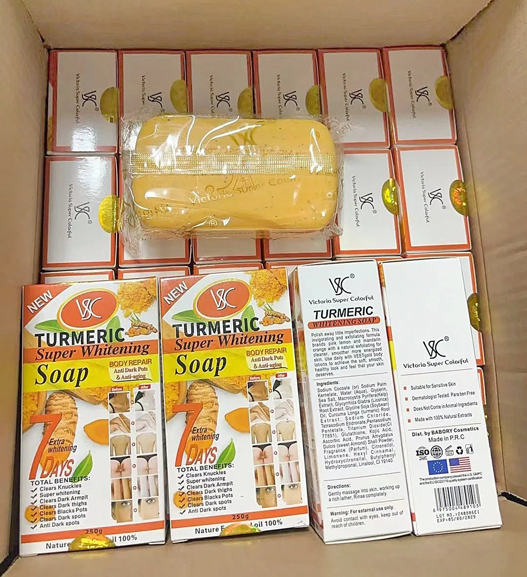 Hot Sale 250g Almond Carrot Papaya Soap 7 Days Super Whitening Dark Spot Corrector Skin Soap