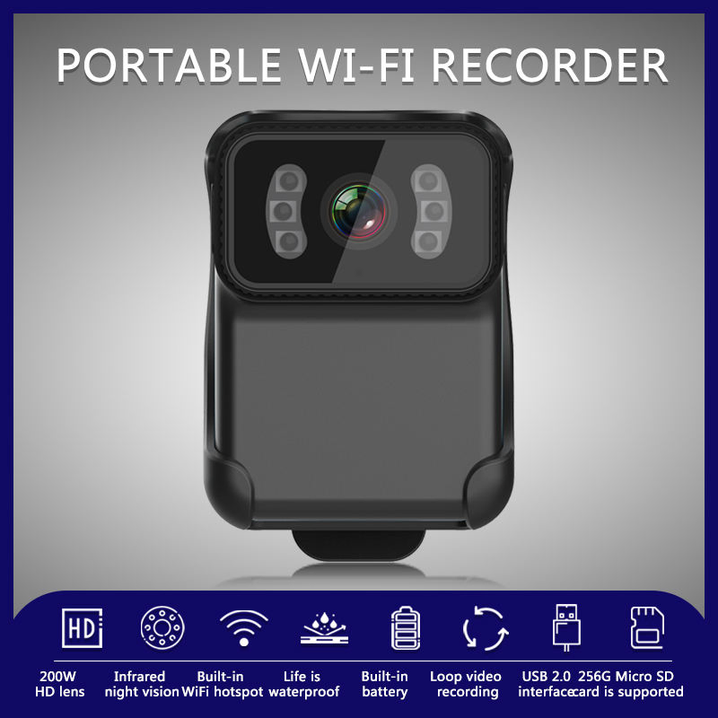 Portable Body Worn Recorder Mini Camera WiFi for Law Enforcement Night Vision DVR Recorder Camera Cop CS02 Supports 265GB