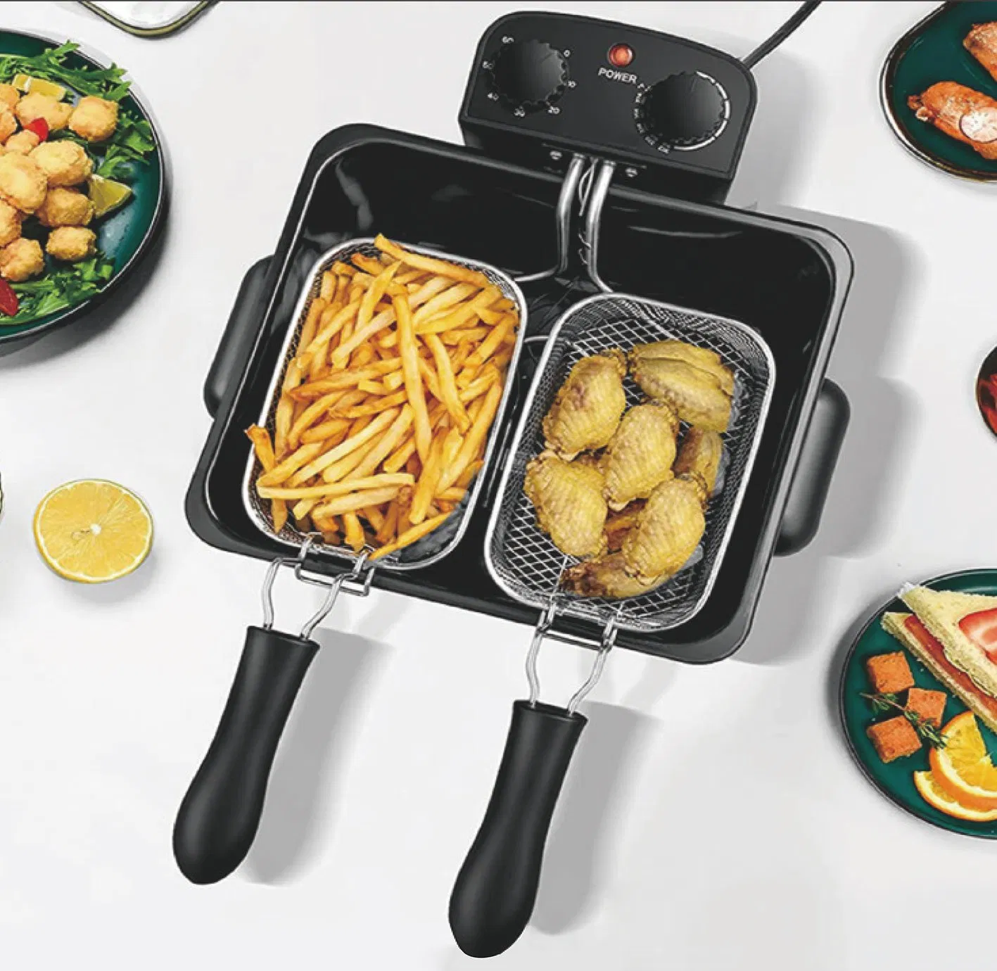 Commercial Electric Fryer, Large Capacity, Thickened, Multi-Functional, Single-Cylinder and French Fries Machine
