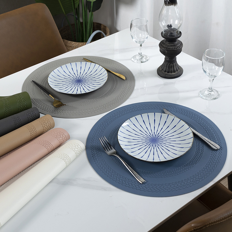 Wholesale Home Use Leather Custom Placemat PVC Round Dining Europe Market Table Mats