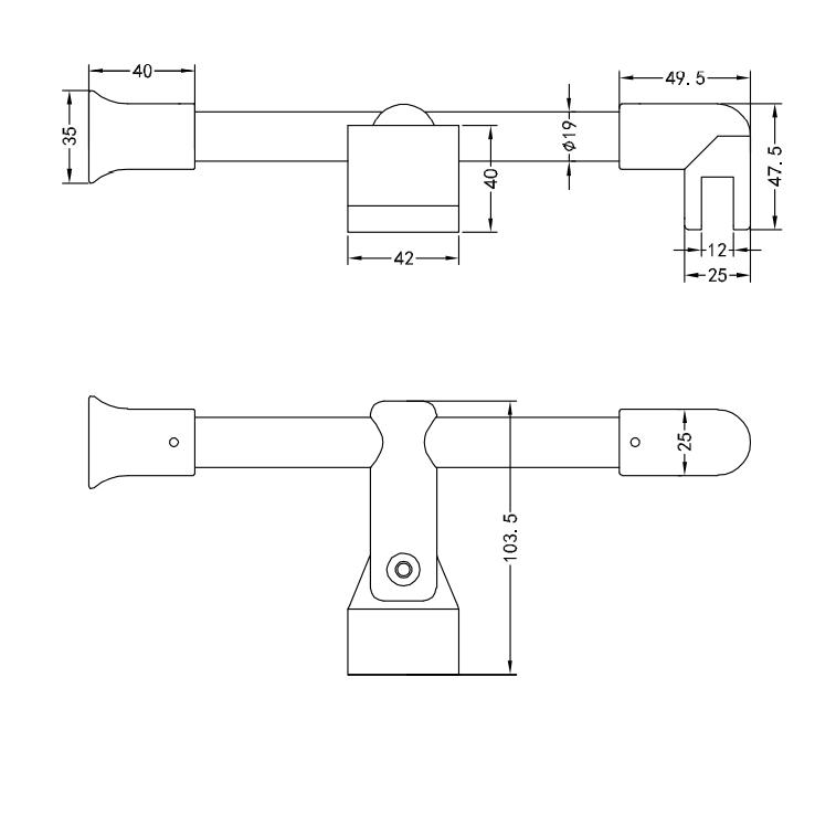 Brass Tee Glass Bathroom Door Connector Fixing