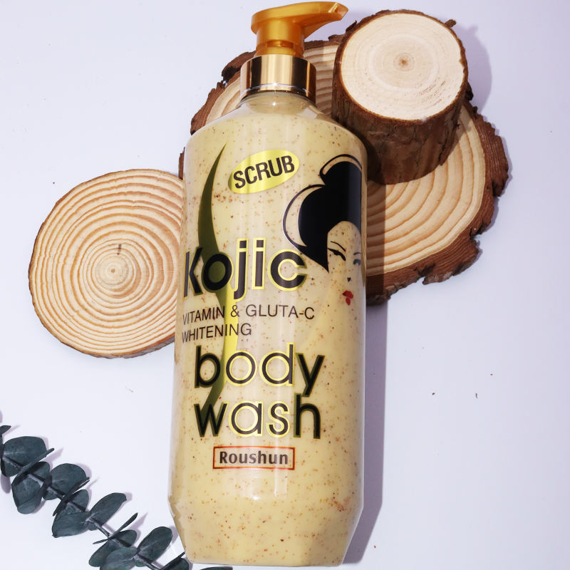 Roushun Kojic Acid Scrub Shower Gel - Exfoliating Brightening Body Wash