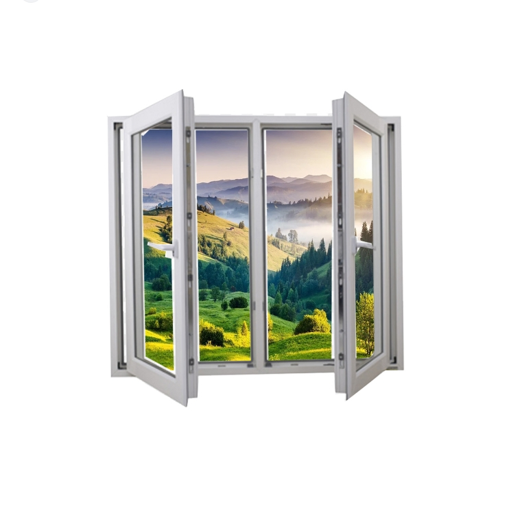 European Style Sound Insulation Wind Proof Household Commercial Design PVC Windows Double Glazed Swing UPVC Casement Window