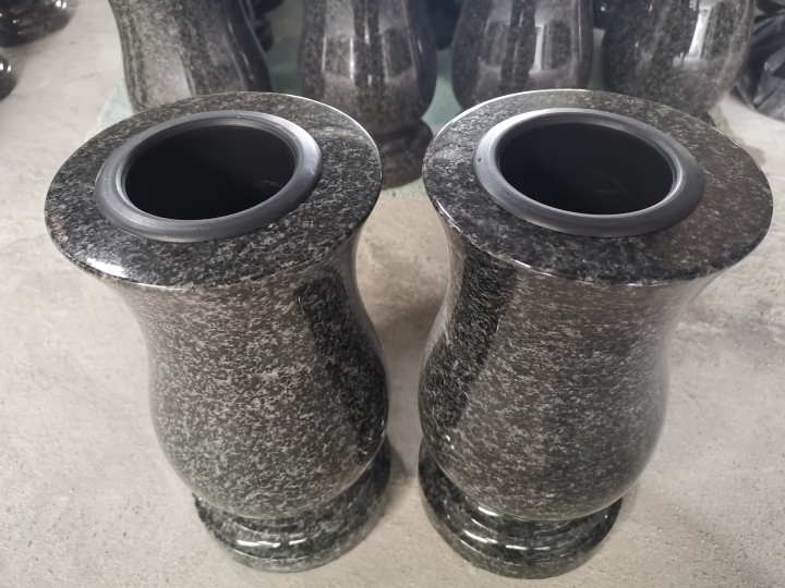 Factory Customized Size Tombstone Funeral Accessories African Black Granite Vase for Cemetery