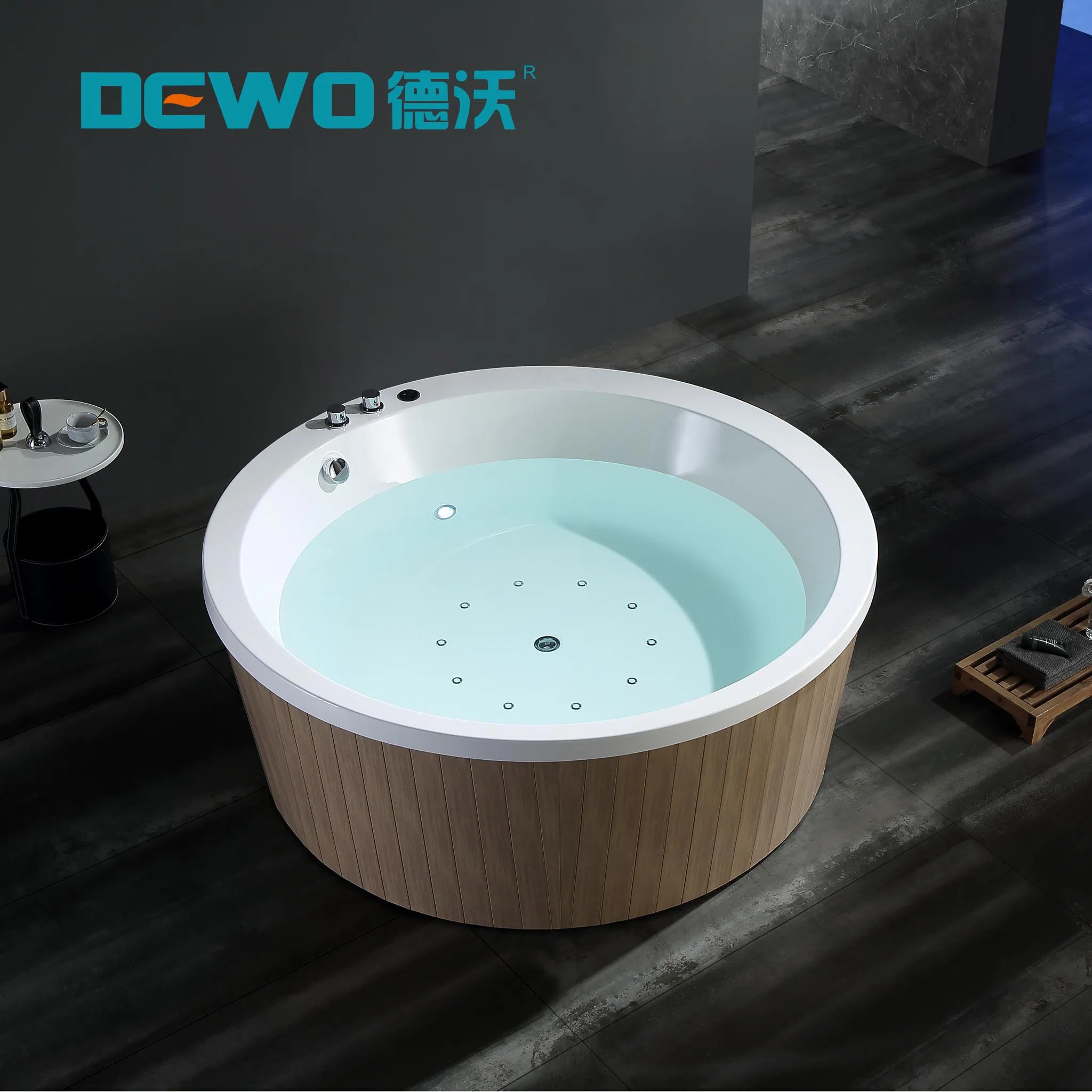 Classic Reunion Perfect Circle Chinese Wooden Style Bubble Bathtub for Family Homestay&Household