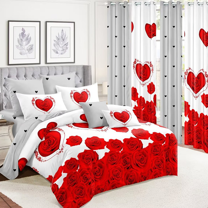 Green Polyester Printing Bed Sheet Light-Industry-Daily-Use Pillowcases Double Coverlets High End Comforter Cover Colored Curtains Soft Bedspread Set Supplier