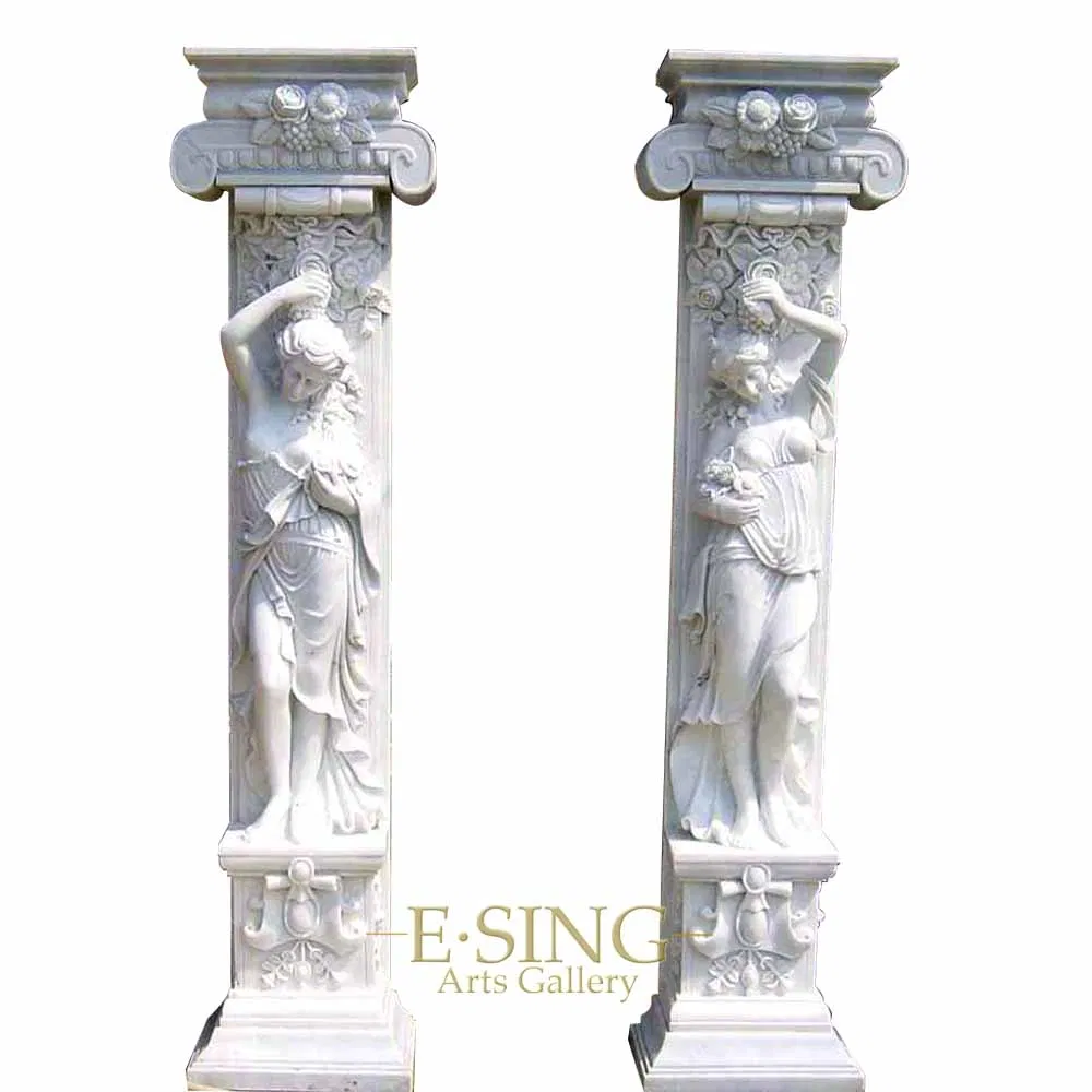Sunset Red Marble High Quality Hand Work Statue Column