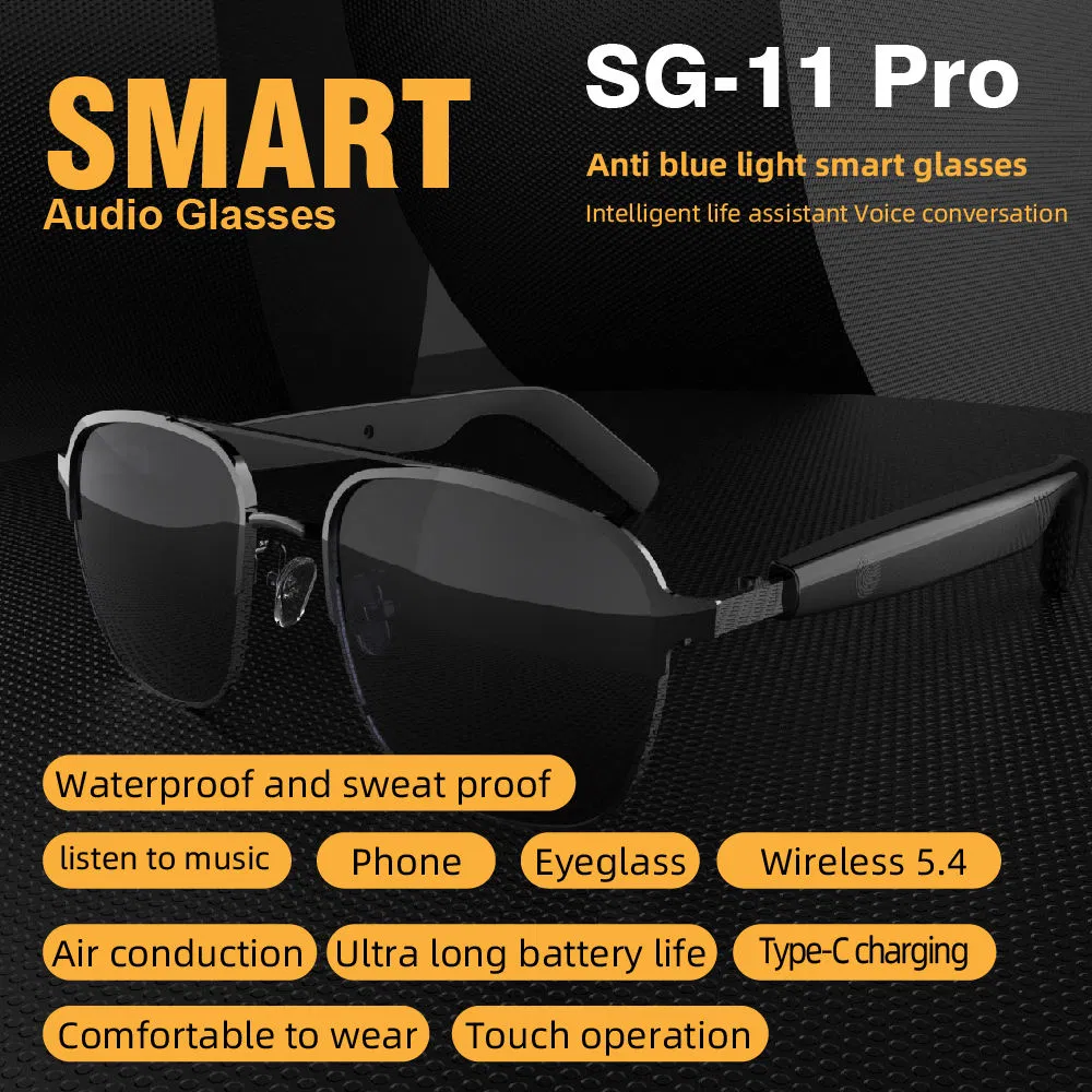 Factory Wireless Stereo HiFi Sound Eyewear Glasses Touch Ai Smart Musical Glasses