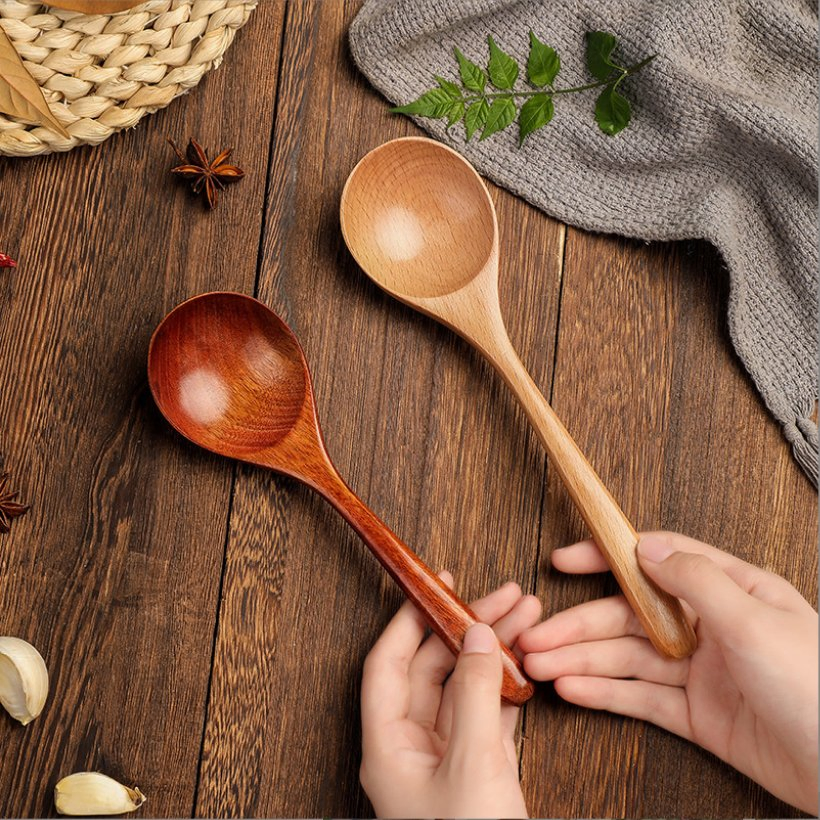 Wooden Milk Salad Soup Coffee Spoon