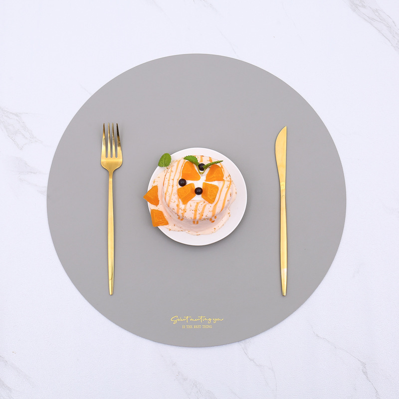 Nordic Kitchen Dining Leather Table Mat Custom Round Square Faux Printed PU Leather Placemat