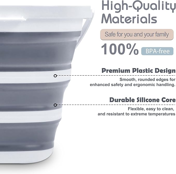Foldable Plastic Square Bucket 2.6 Gallons (10 liters)