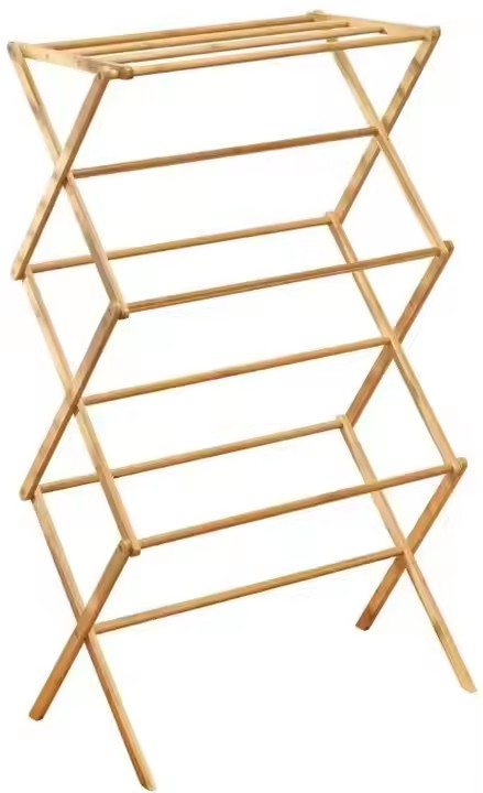 Unfolded Bamboo Clothes Drying Rack Dry Laundry and Hang Clothes