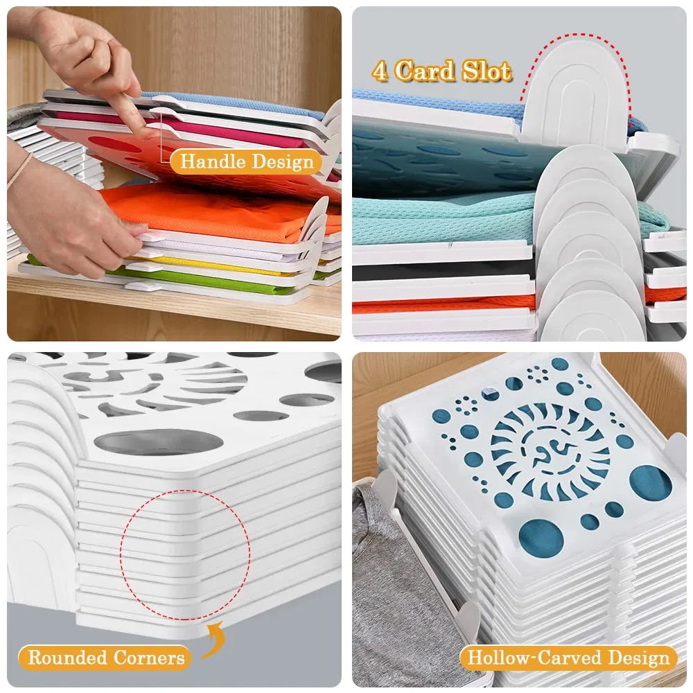 10-Packed Stackable Shirt Organizer for Efficient Closet Storage and Easy Access