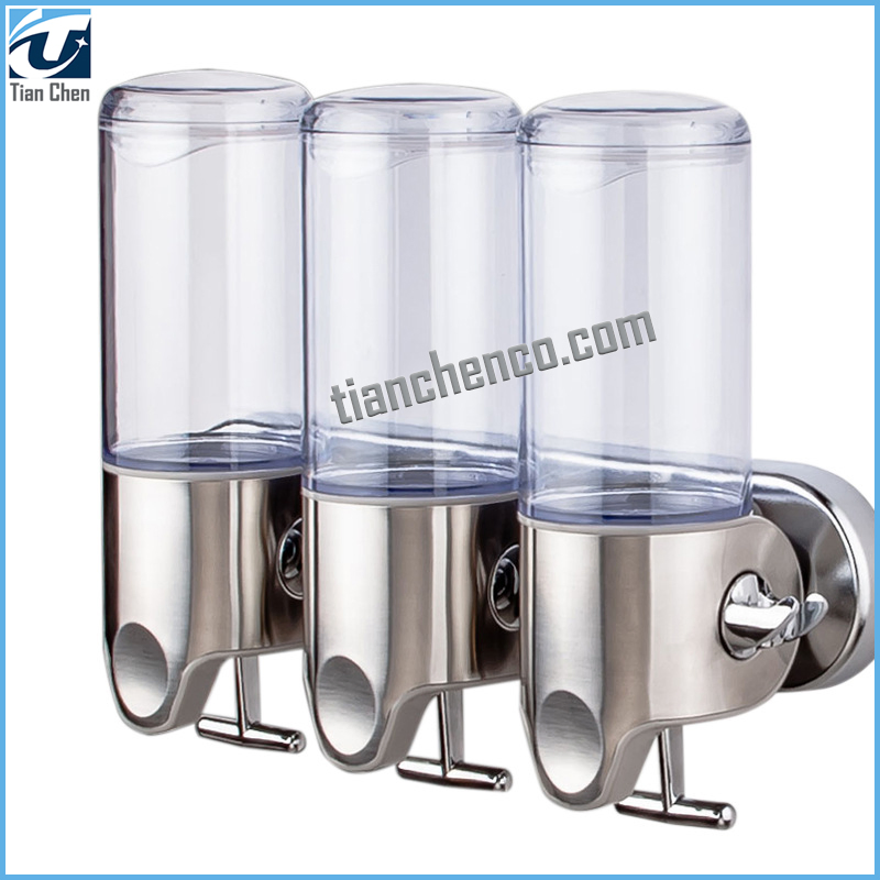 OEM Factory Price Bathroom1000ml Triple Bottles Manual Shampoo Liquid Soap Shower Dispenser