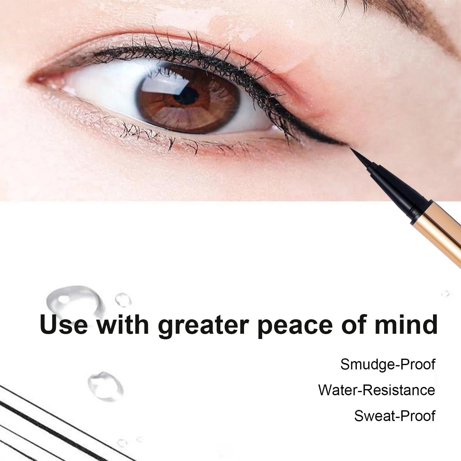 Permanent Natural Vegan Brown Black Waterproof Smudge Proof Liquid Eyeliner Wholesale Cosmetics