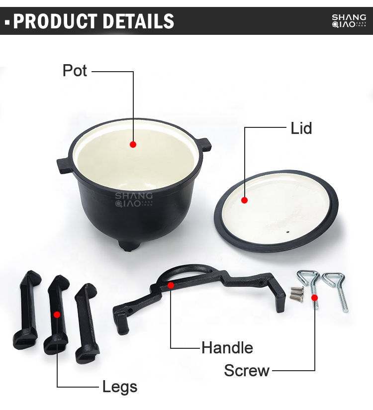 Three-Legged Poland Camping Cauldron Poland Pot Cast Iron Pressure Pot