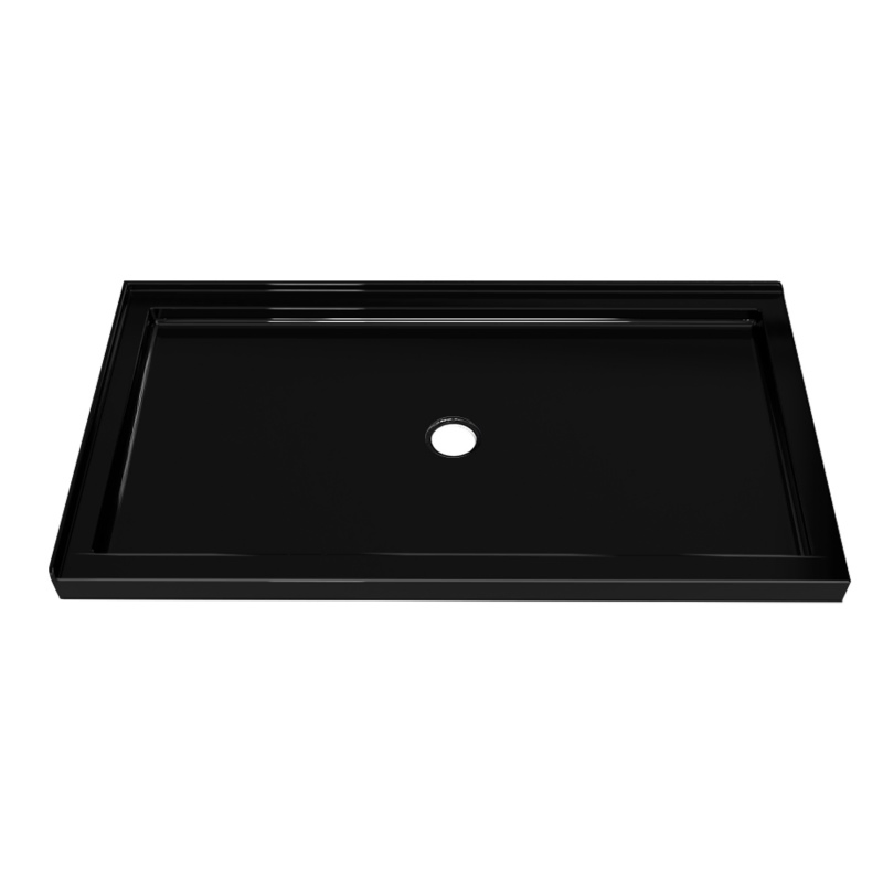 Bathroom Double Threshold Acrylic Shower Pan with Center Drain for Shower Enclosure