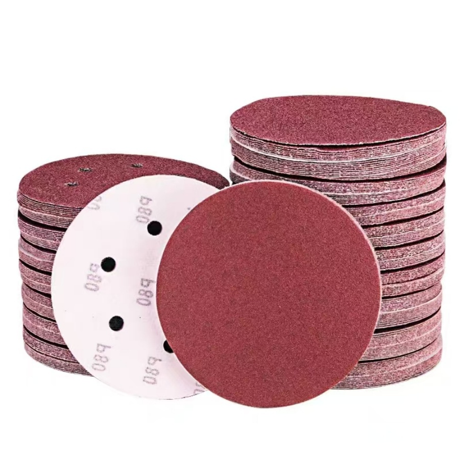 Hook and Loop Grinding Disc Polishing Sanding Paper Aluminum Oxide Red Sandpaper Abrasive Sand Paper