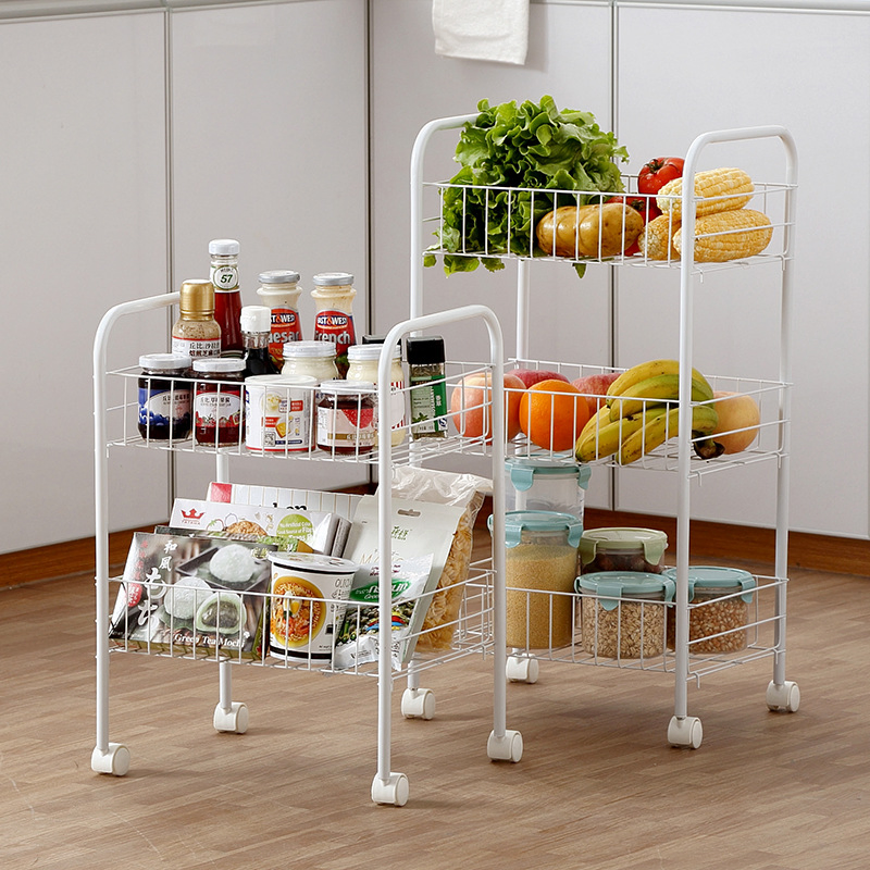 Household Storage Artifact Room with Wheels Can Move Multi-Layer Shelf