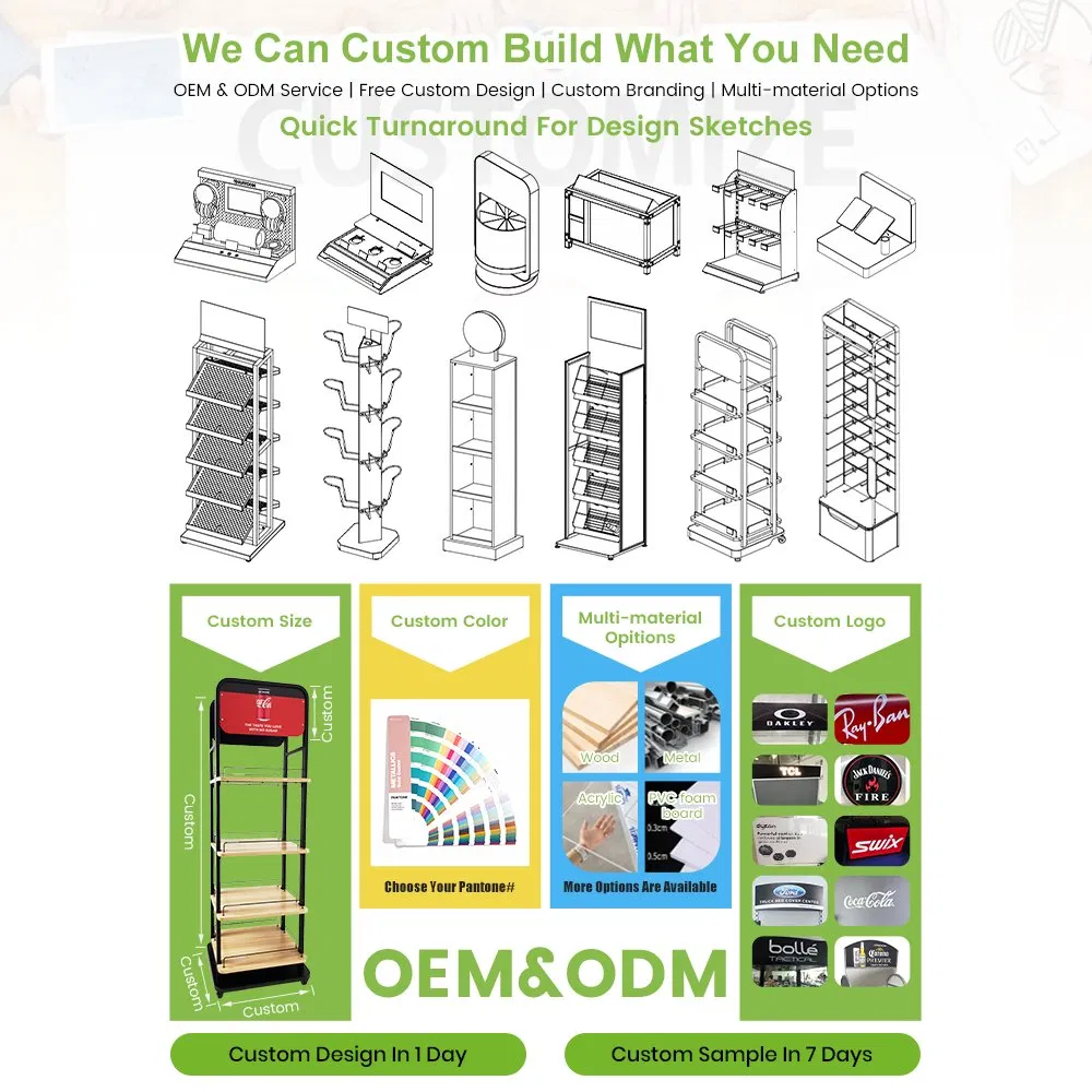 Custom POS Metal Trolley Cart Energy Drinks & Beverage Display Racks with Casters