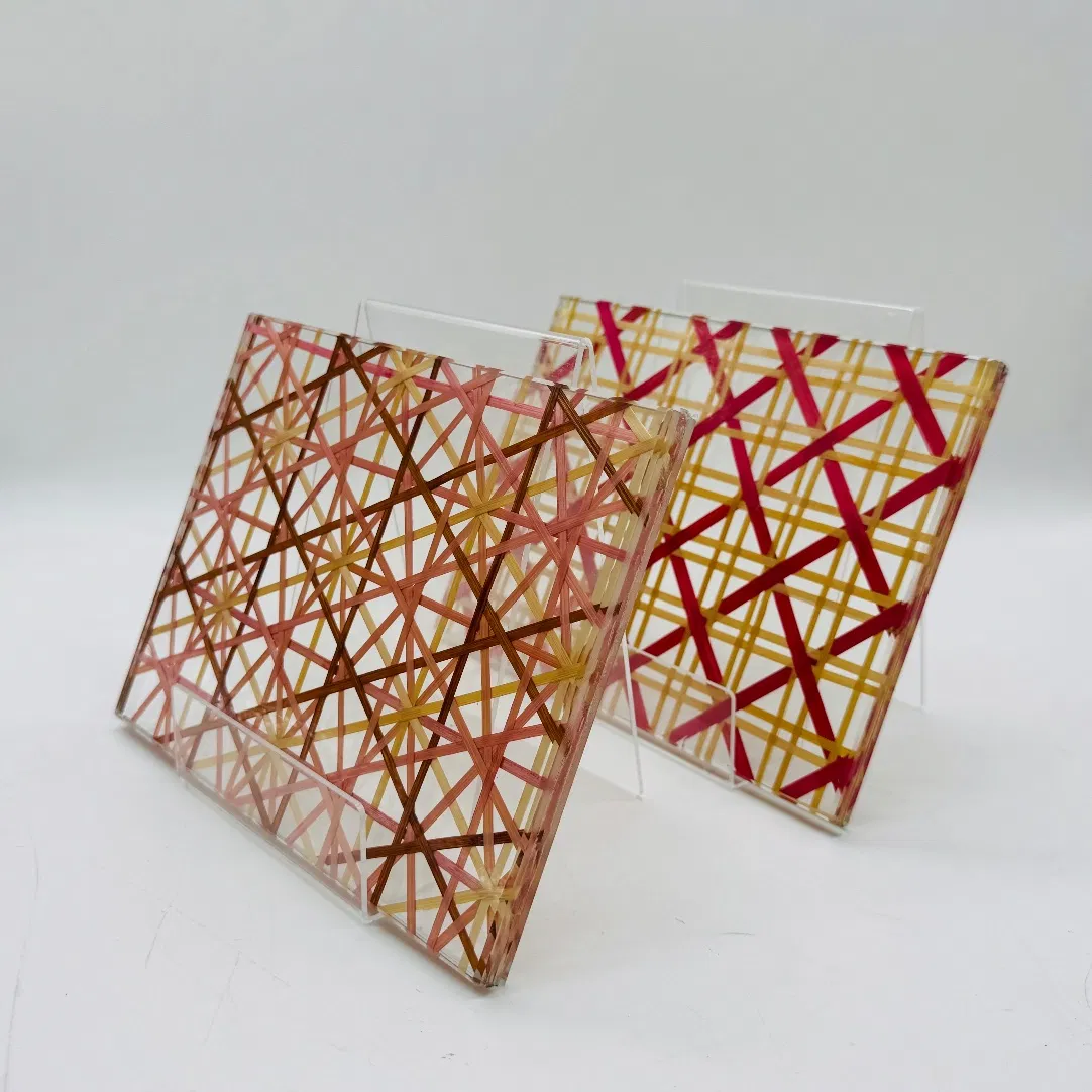 Customized Colored Decorative Art Building Bamboo Woven Tempered Safety Laminated Glass