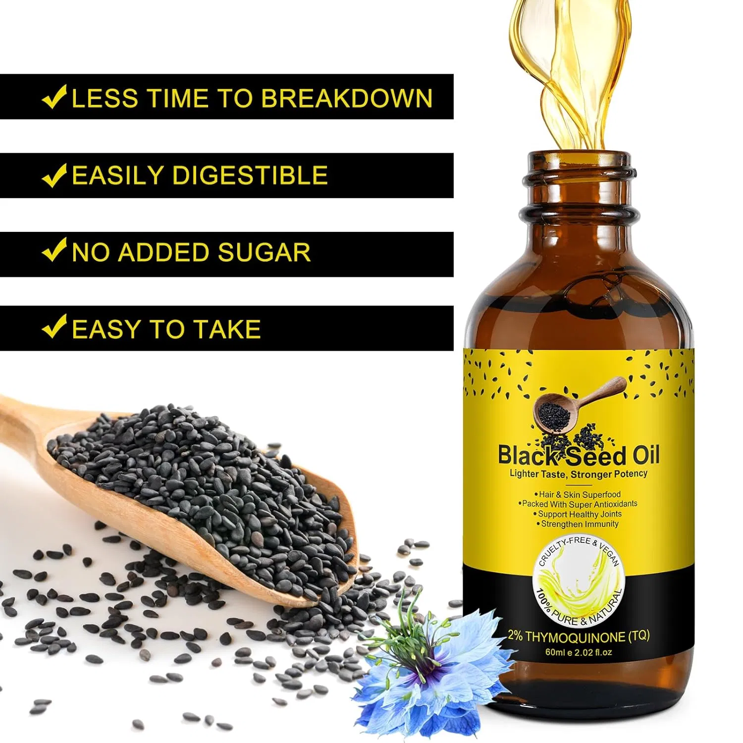 Beauty Cosmetics Skin Care Hair Growth Nourishes Hydrates Hair Black Seed Oil