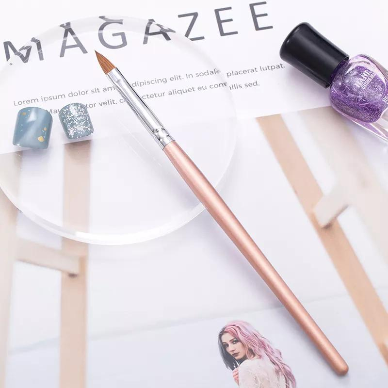 3D Gold Crimped Pure Kolinsky Acrylic Nail Brush