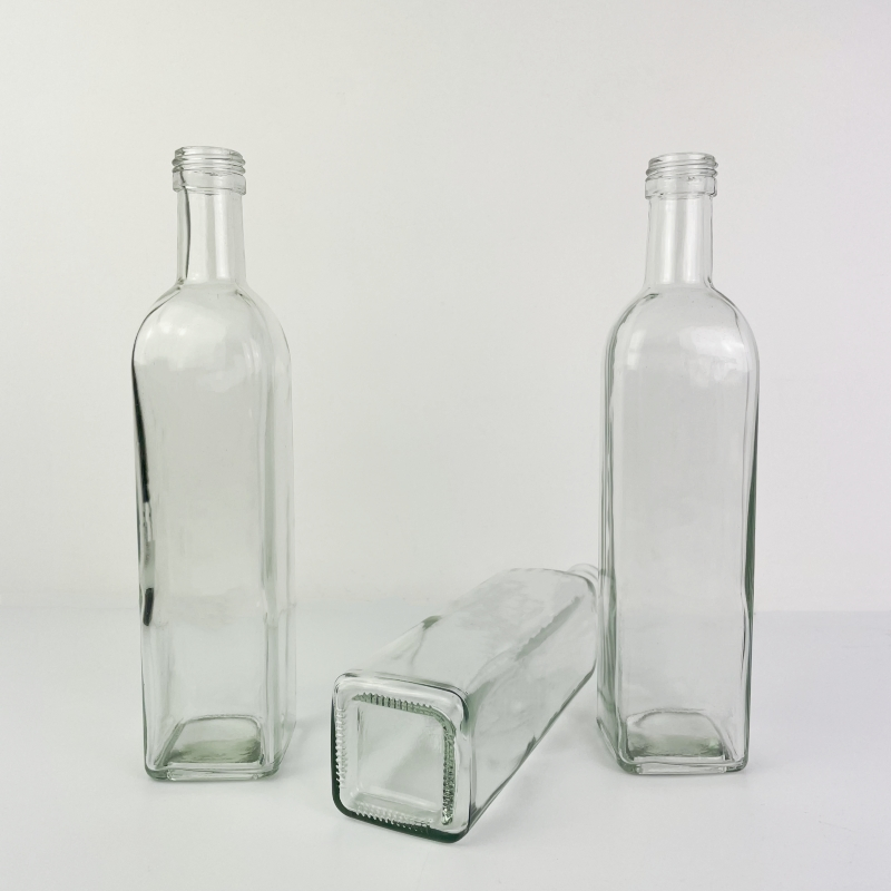 Wholesale Transparent Square Shape Olive Oil Bottle with Cap