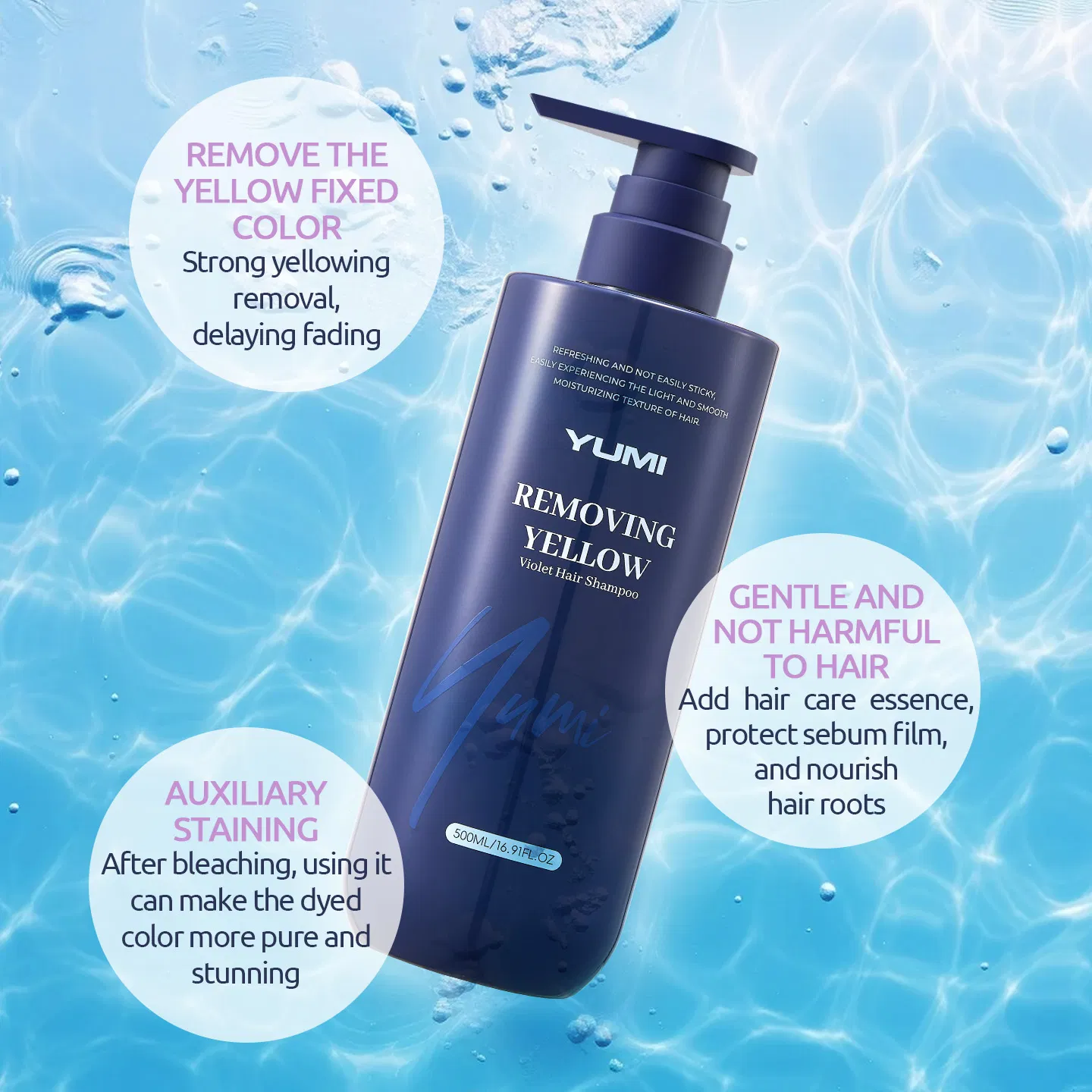 Customized Factory Private Label Purple Hair Care Color Removal Shampoo Anti Yellow