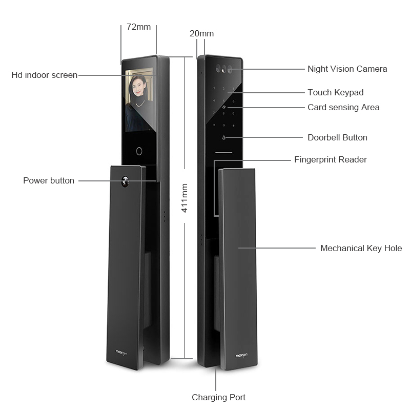 Source Factory Biometric Fingerprint Face Recognition Door Lock Camera Door Lock Sliding Door Lock for Hotel Door