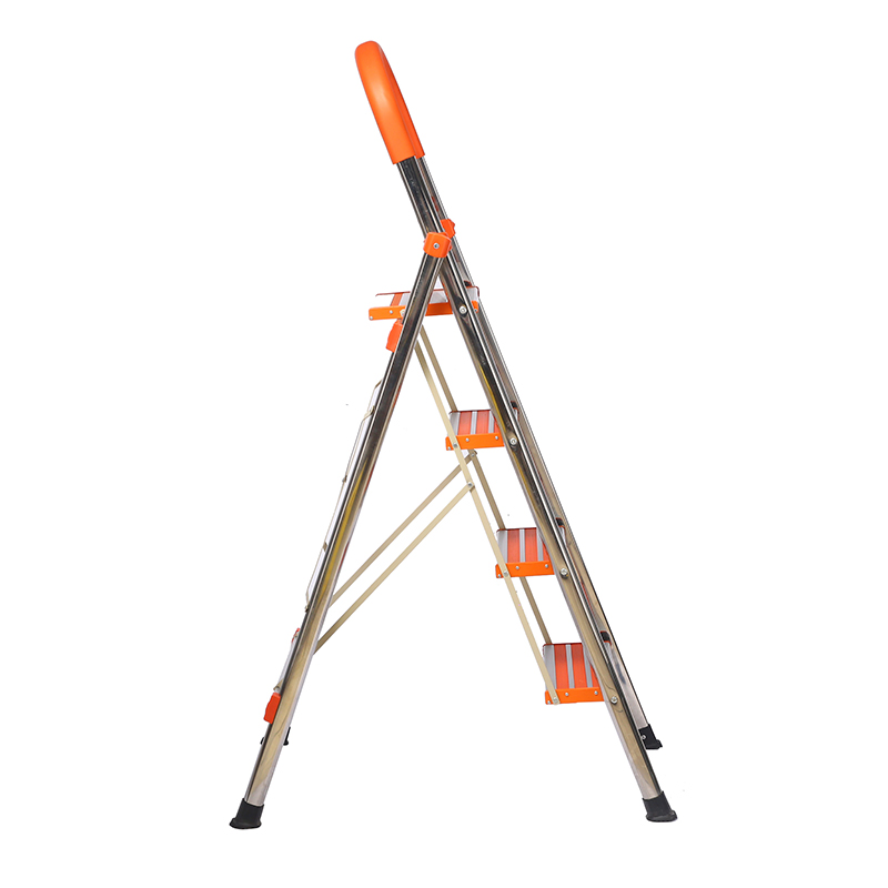 Professional Manufacturer Supplier Household Stainless Steel Ladder 4 Step with Rubber Anti-Slip Household Ladder