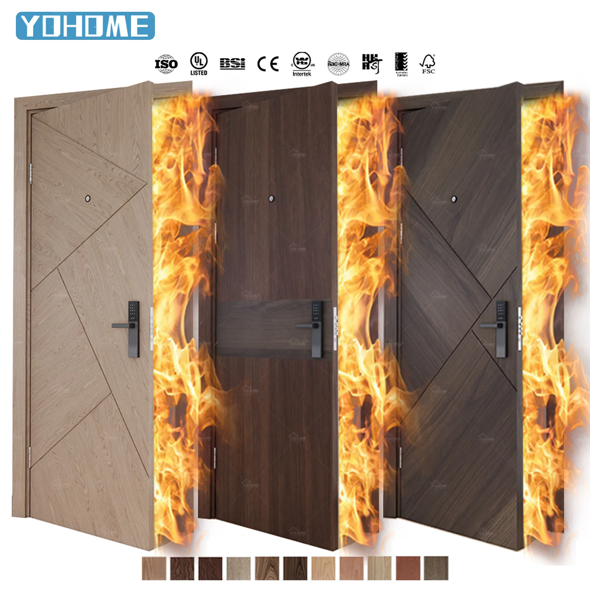 England Hotel Engineering Fireproof En BS CE Certified 30 60 Minute Anti Fire Door Hotel Room Interior Fire Rated Door