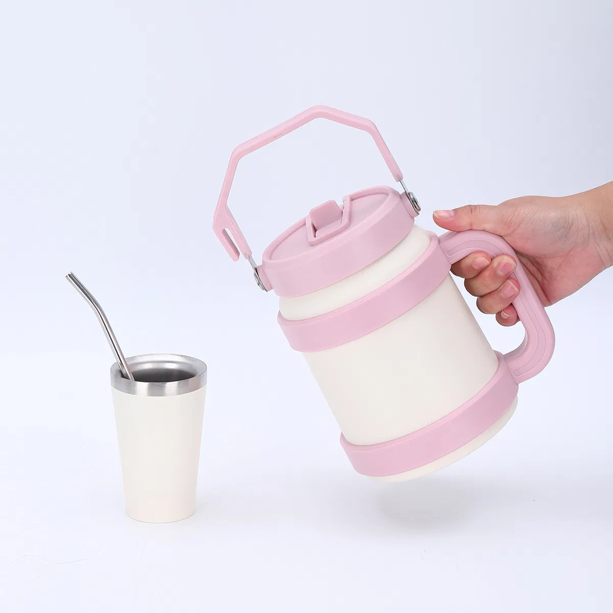 Personalized 1200ml Tumbler Insulated Stainless Steel Travel Coffee Mug Cup Custom 1500ml 1800ml Vacuum Flask with Handle and Spoon