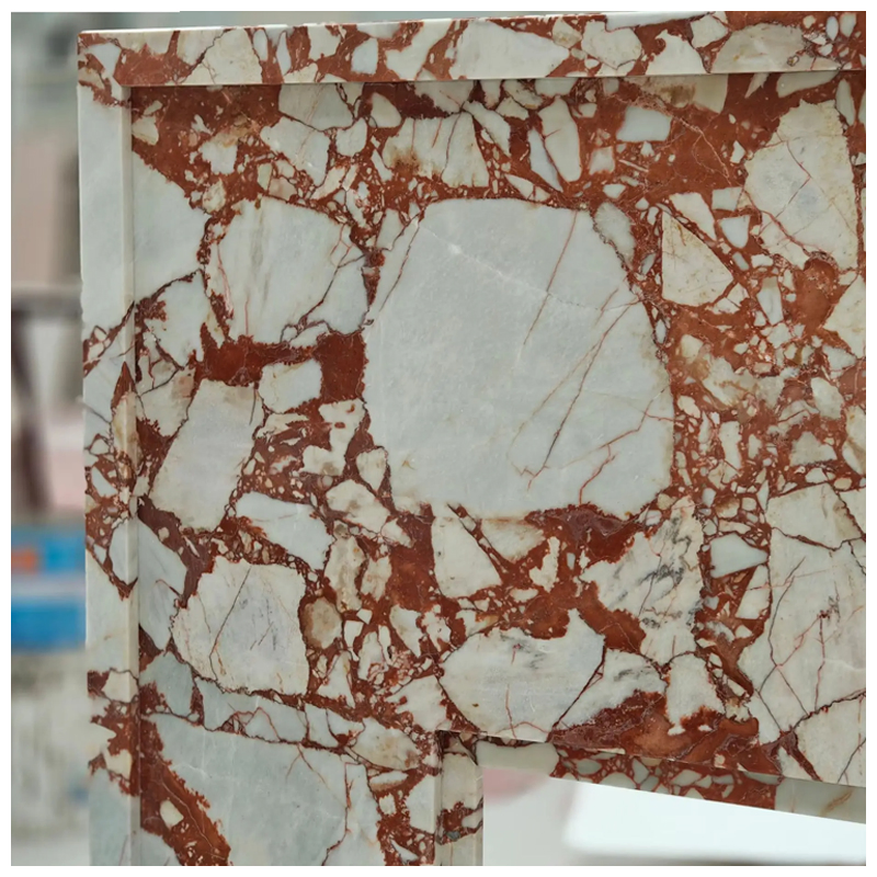 Breccia Rossa Red Marble Fireplace Surround