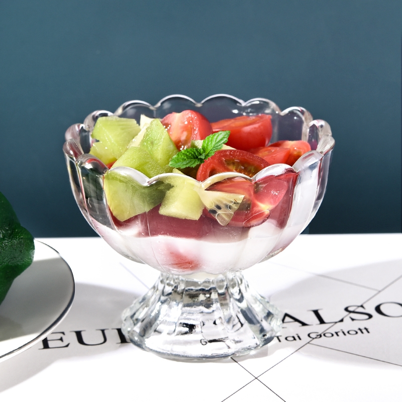 Customized Luxury 150ml Transparent Yogurt Glass Cup Restaurant Ice Cream Glass Bowl
