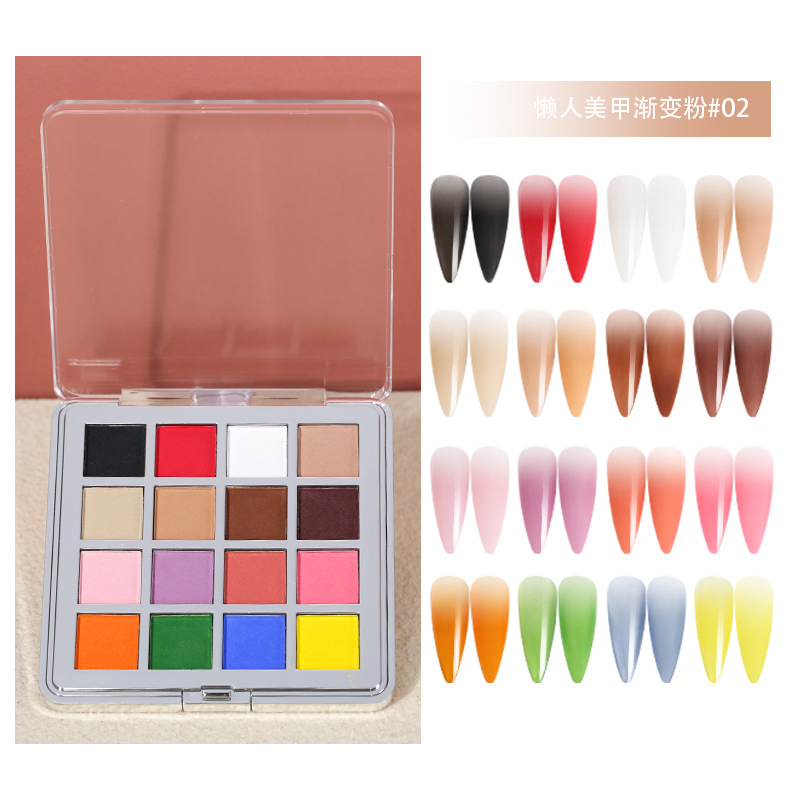Newest DIY Ombre Nails Art Pigment 16 Colors Gradient Effect Nail Powder